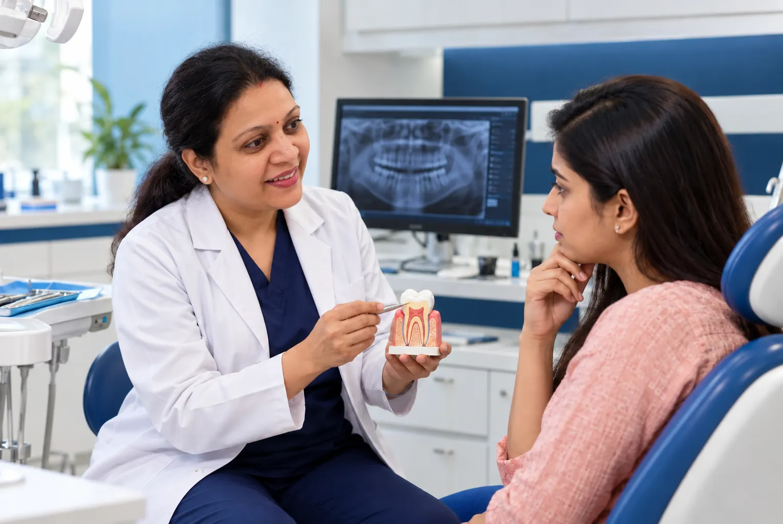 Calm, reassuring dental consultation